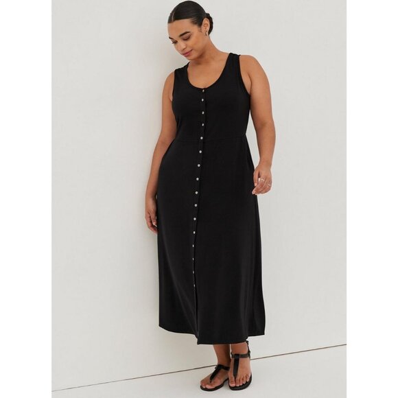 torrid Dresses & Skirts - Torrid 3 3X Maxi Jersey Button-Front Dress Black RN 148862
